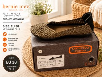 Bernie Mev Catwalk Flats Bronze Metallic Woven Shoes EU 38 US 7.5–8 New in Box