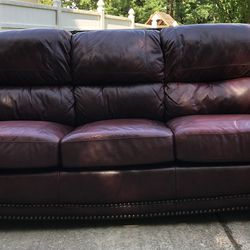 Dark Burgundy Leather Couch