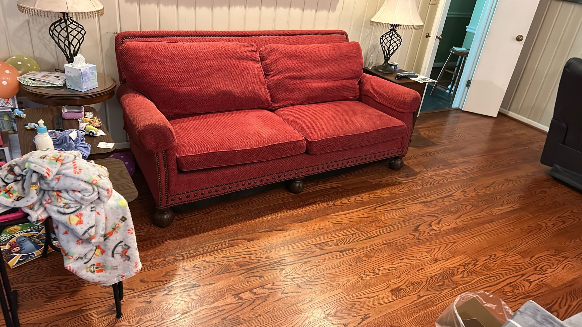 Stanford Furniture Corporation. North Carolina. Red Sofa
