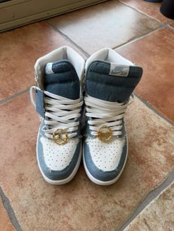 Jordan’s shoes White With Denim And Gold Jordan Emblem