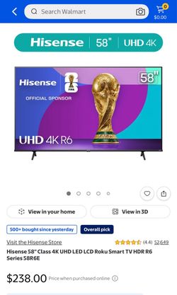 Hisense Roku 4k 58in TV