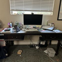 Dark Wood Loved Large Desk 