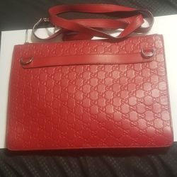 Gucci Red GG Signature L 13 3/4 H 9 3/4 very good condition used