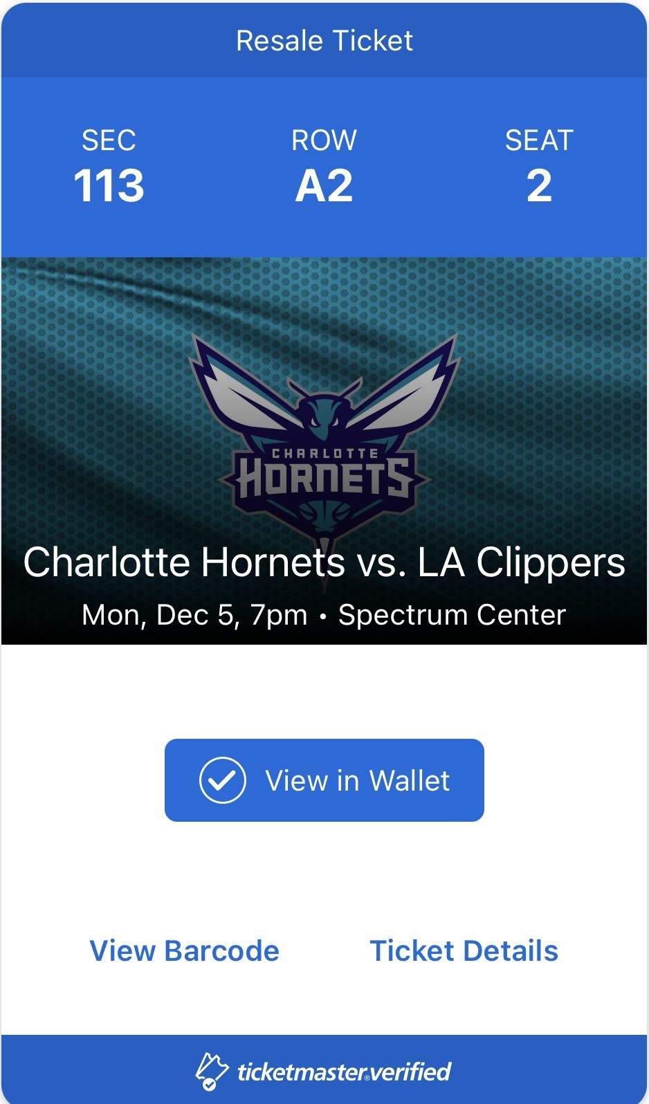 X2 NBA Basketball Game Tickets Hornet vs Clippers