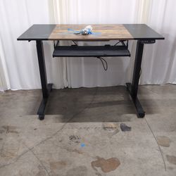 Industrial Style Two-Tone Top Desk with Black Metal Legs