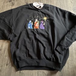 Vintage Endless Designs Sweatshirt Size XL Double Collar Nativity Made in USA