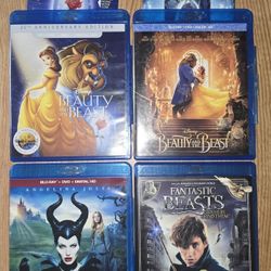 Disney Beauty & the Beast 1991 + 2017 & Maleficent/Fantastic Beasts Blu-ray LOT