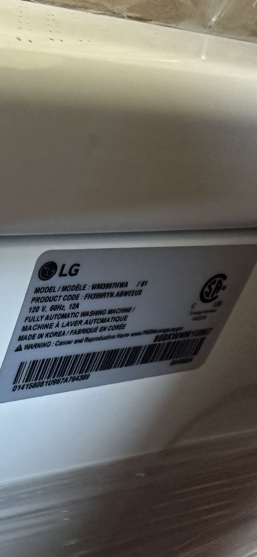 LG washer Dryer Combo 
