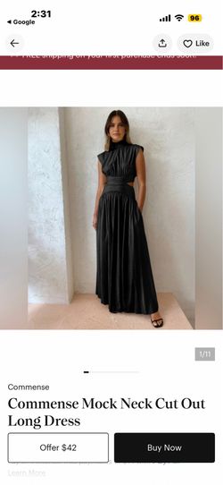 New Commense Mock Neck Cut Out Long Dress, Size S