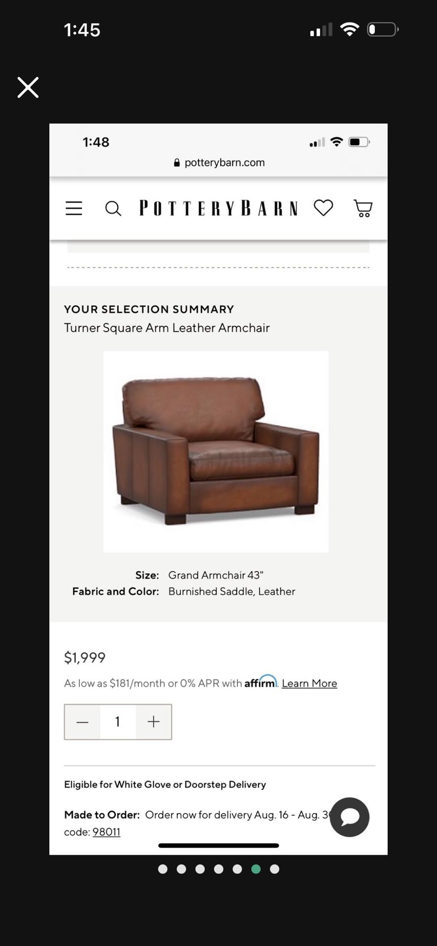 Arm Chairs From Pottery Barn
