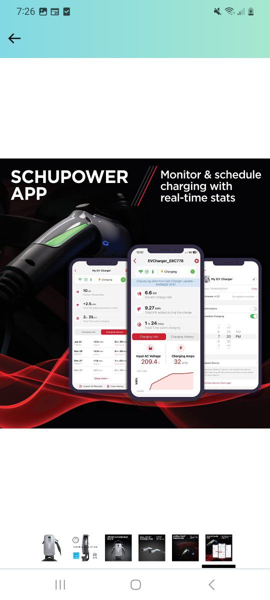 Schumacher SEV1600P1450 Level Electric Vehicle (EV) Wall Charger, Up to  50A, 240V, NEMA 14-50 Plug or Hardwired, Wi-Fi/Bluetooth, Super Slim Profile  for Sale in Redlands, CA OfferUp