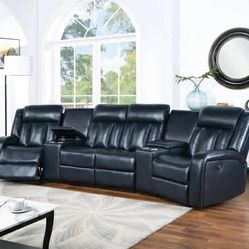 New 4 Recliner Home Theater Sectional Couch 