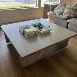Wooden Coffee Table With Wheels