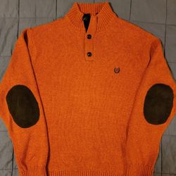Chaps 3 Button Sweater w/ Padded Elbows/New