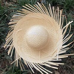 Sun Hat Mexicanos Sombrero, Handmade Straw Hat, Hawaiian Styles Dress Up Props with Ripped Brim