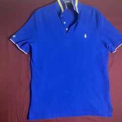 POLO RALPH LAUREN Shirt (M) Mens Classic Fit royal blue/ red white & blue Collar