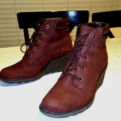 Maroon Timberland Wedge Boots 
