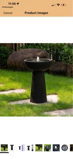 23.23" H Outdoor Water Fountain Made with Eco-Friendly Recyclable Materials, Polyethylene Bird Bath Bubbler Water Fountain Outdoor, Garden Decor with 