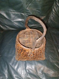 Rustic Wicker Basket with Branch Handle