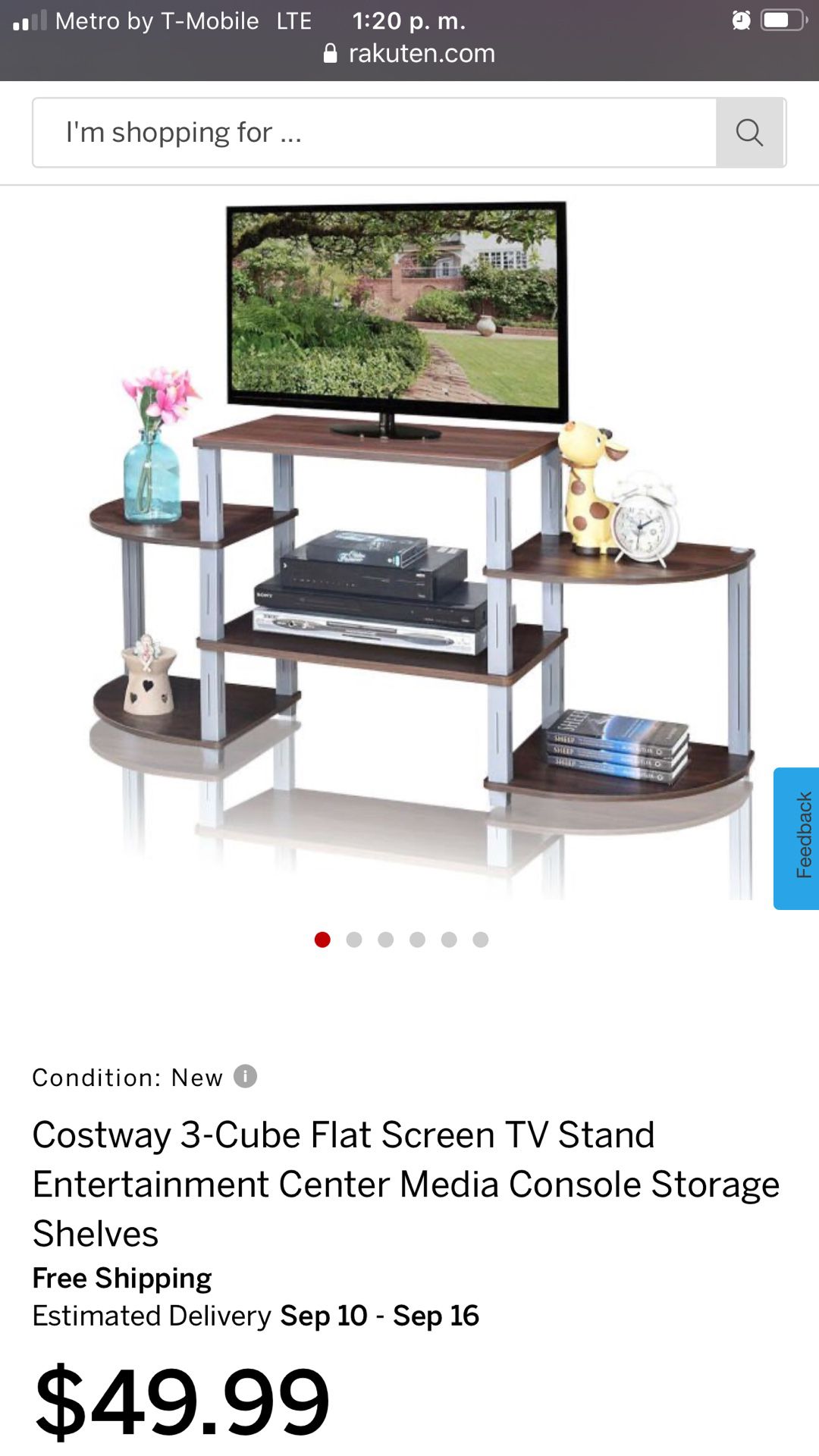 Costway 3-Cube Flat Screen TV Stand Entertainment Center Media Console Storage Shelves