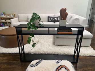 BLACK WOOD + METAL CONSOLE TABLE. LIKE NEW. MSRP $199