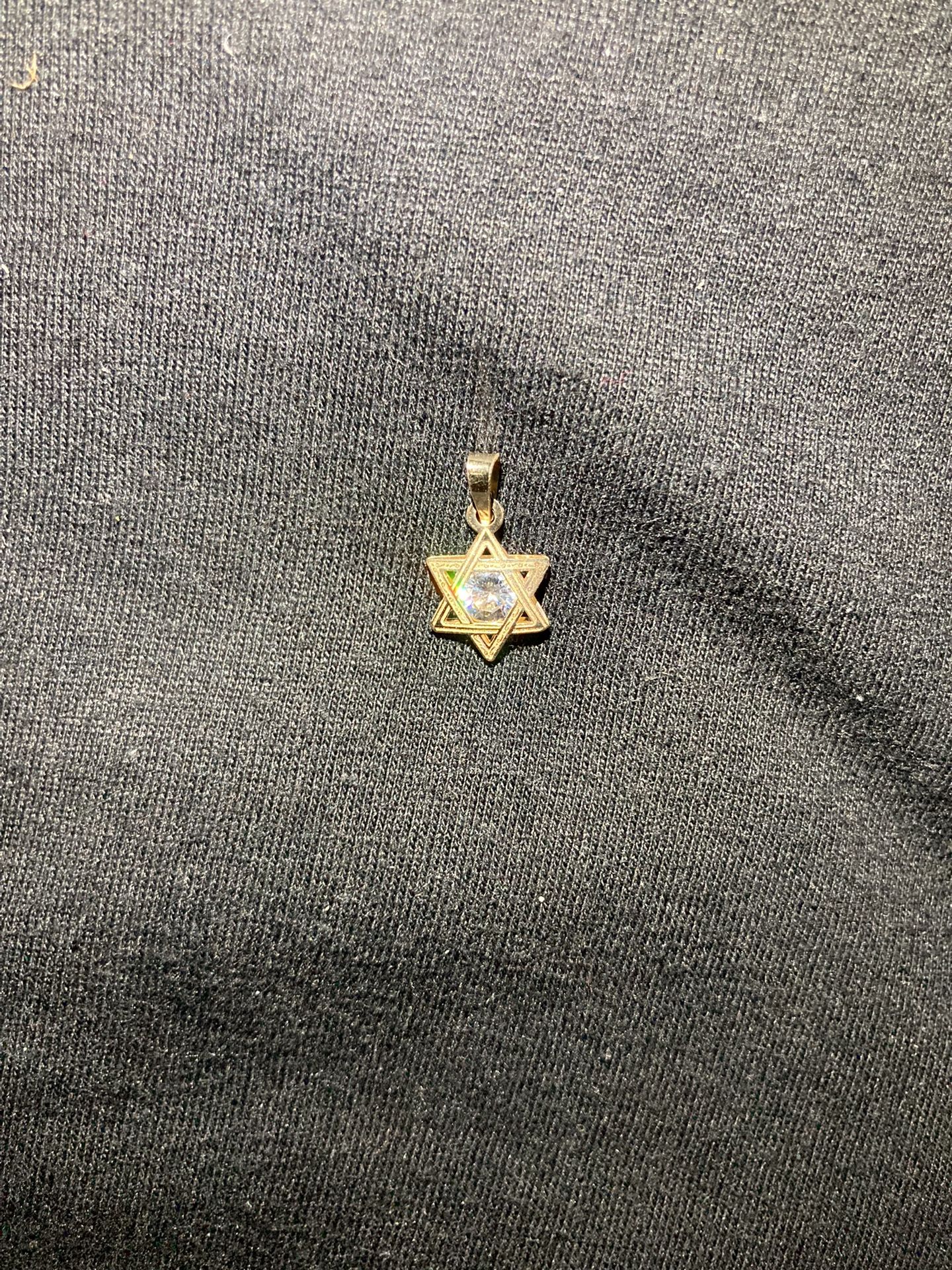 14K GOLD STAR OF DAVID PENDANT WITH SWAROVSKI CRYSTAL