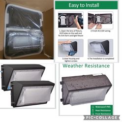 Waterproof Commercial Security Lighting for Warehouses, Garage, 2 Pack