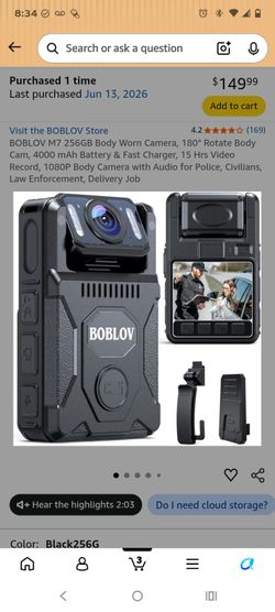 BOBLOV M7 256GB Body Worn Camera
