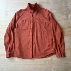 Onia Men’s Fleece Shirt Jacket – Burnt Orange Overshirt, Size Large