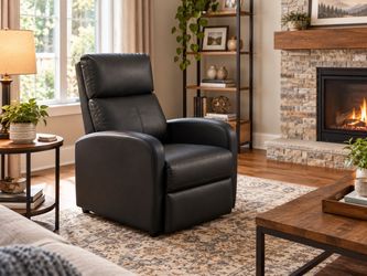 Black Faux Leather Heated Recliner Chair
