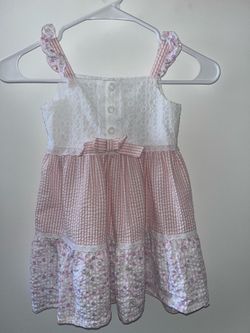 Blueberi Boulevard pink seersucker cottagecore dress 4T