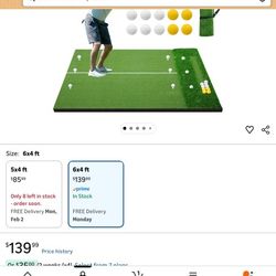 6x4ft Premium Dual-Turf Golf Hitting Mat w/ Ball Tray, 10 Balls & 9 Tees – Indoor/Outdoor Practice