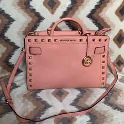 Michael Kors Rayne Medium Peach Leather Satchel