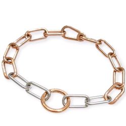 Custom Pandora ME Silver & Rose Gold Medium Chain Link Bracelet 8"