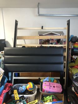 Double Bed Frame Black Leather