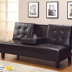 Pamela Collection Futon Sofa with Drop-Drown Tray & Cup Holder Now 398.00 Free Delivery 🚚 
