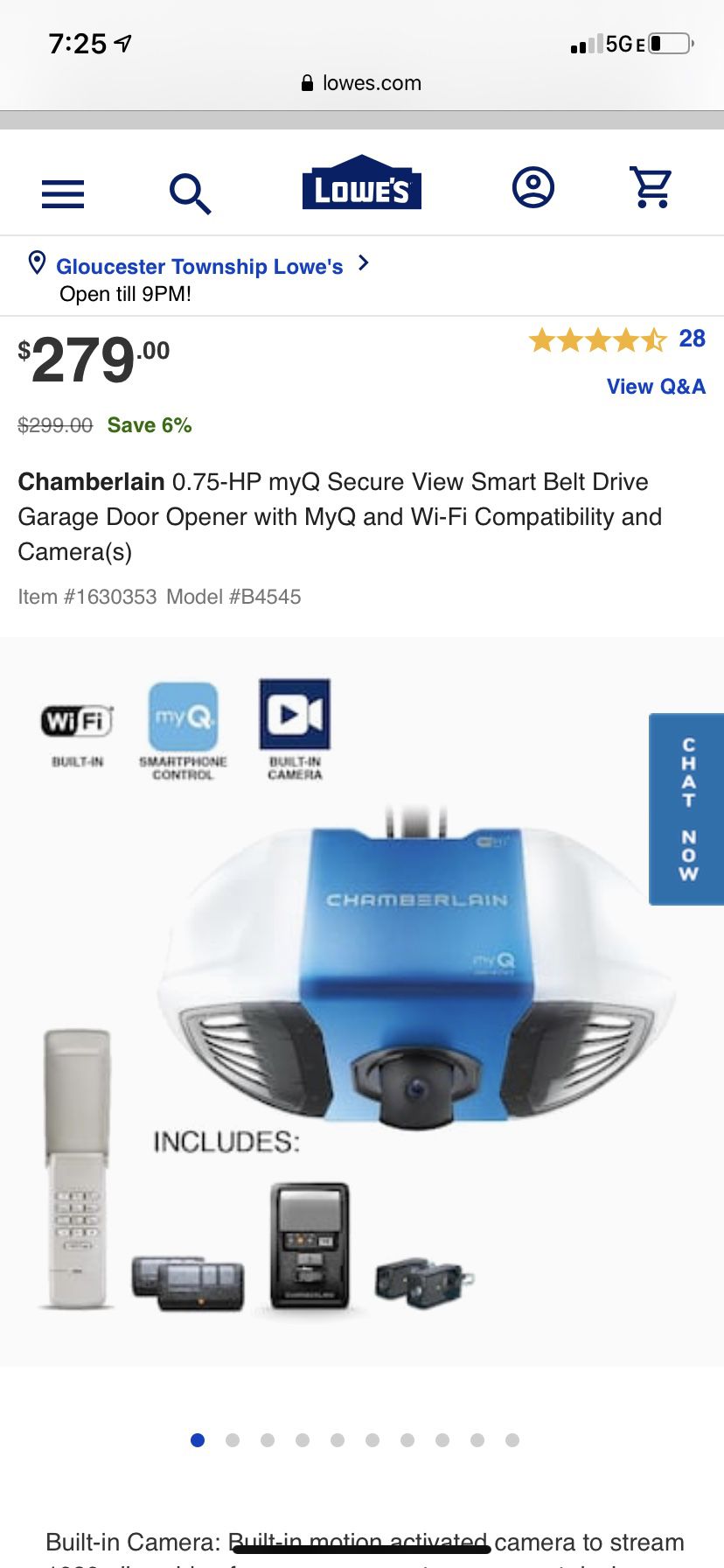 Chamberlain 3/4 HP Secure View Garage Door Opener