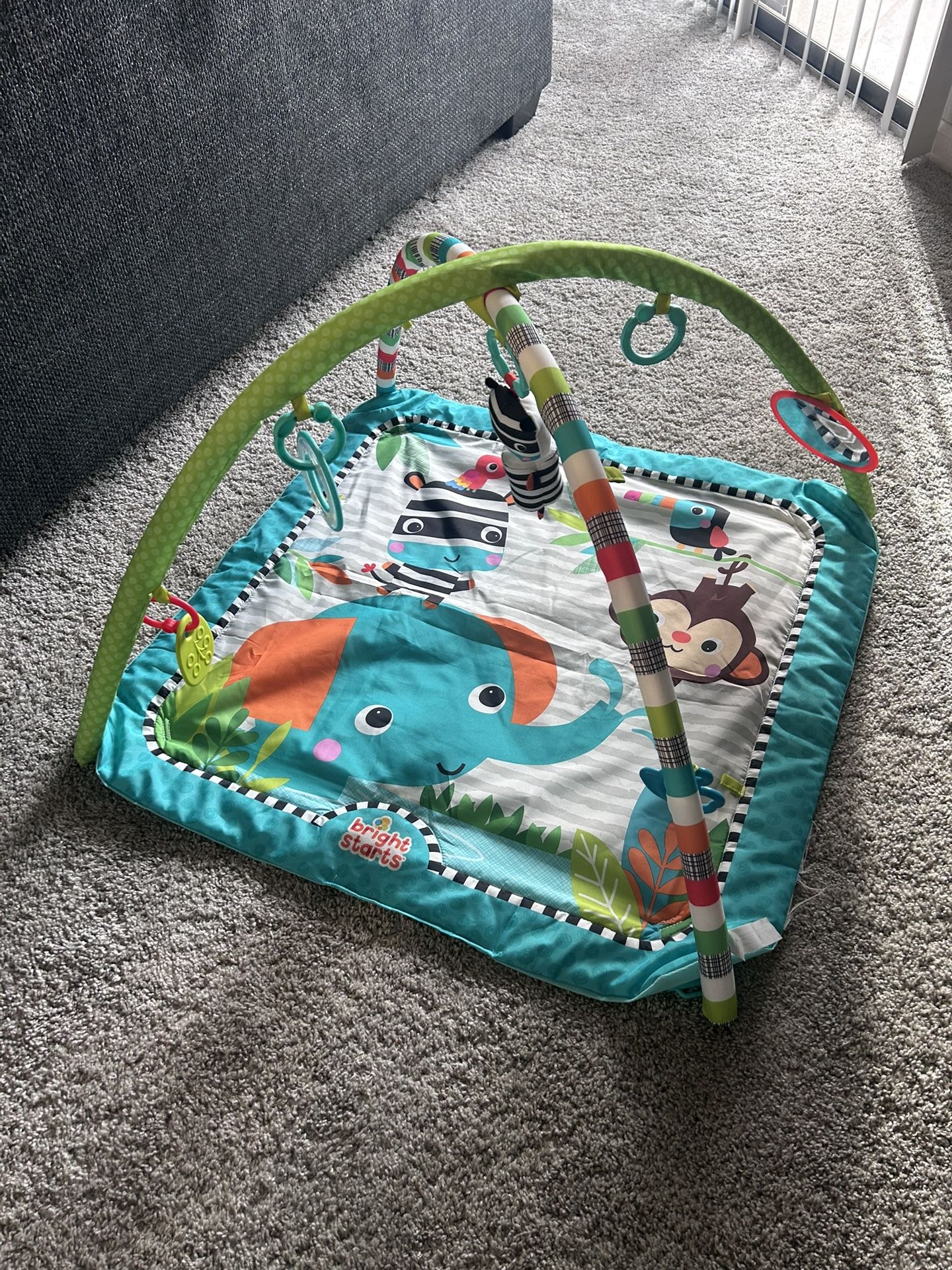 Bright Starts Zig Zag Safari Activity Gym And play Mot With Toys For Newborns And Up NEW