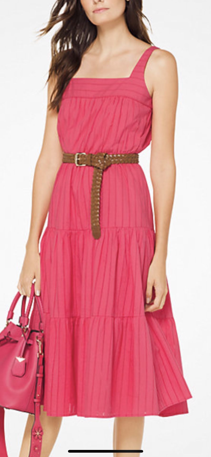 Michael Kors Tiered Eyelet Cotton Midi Dress