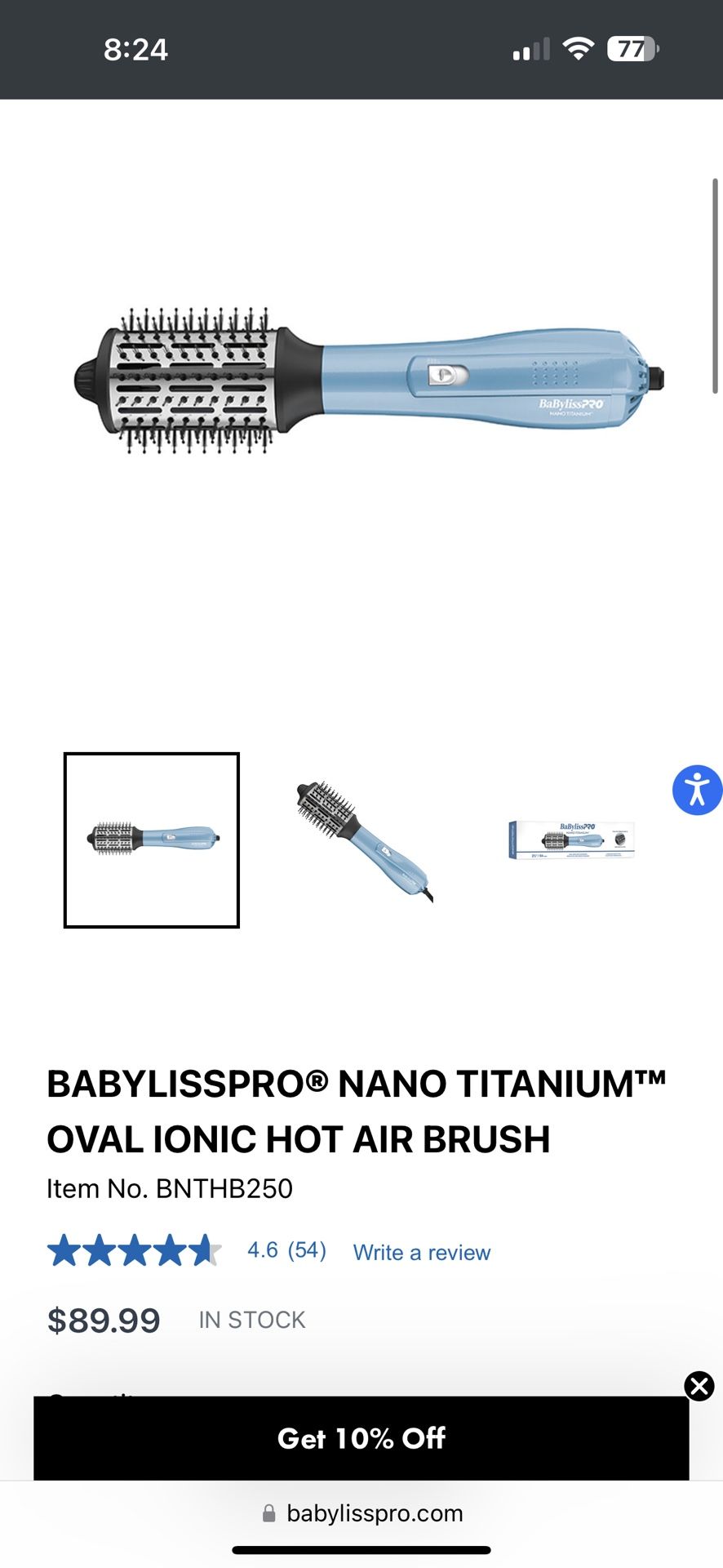 BABYLISSPRO® NANO TITANIUM™ OVAL IONIC HOT AIR BRUSH