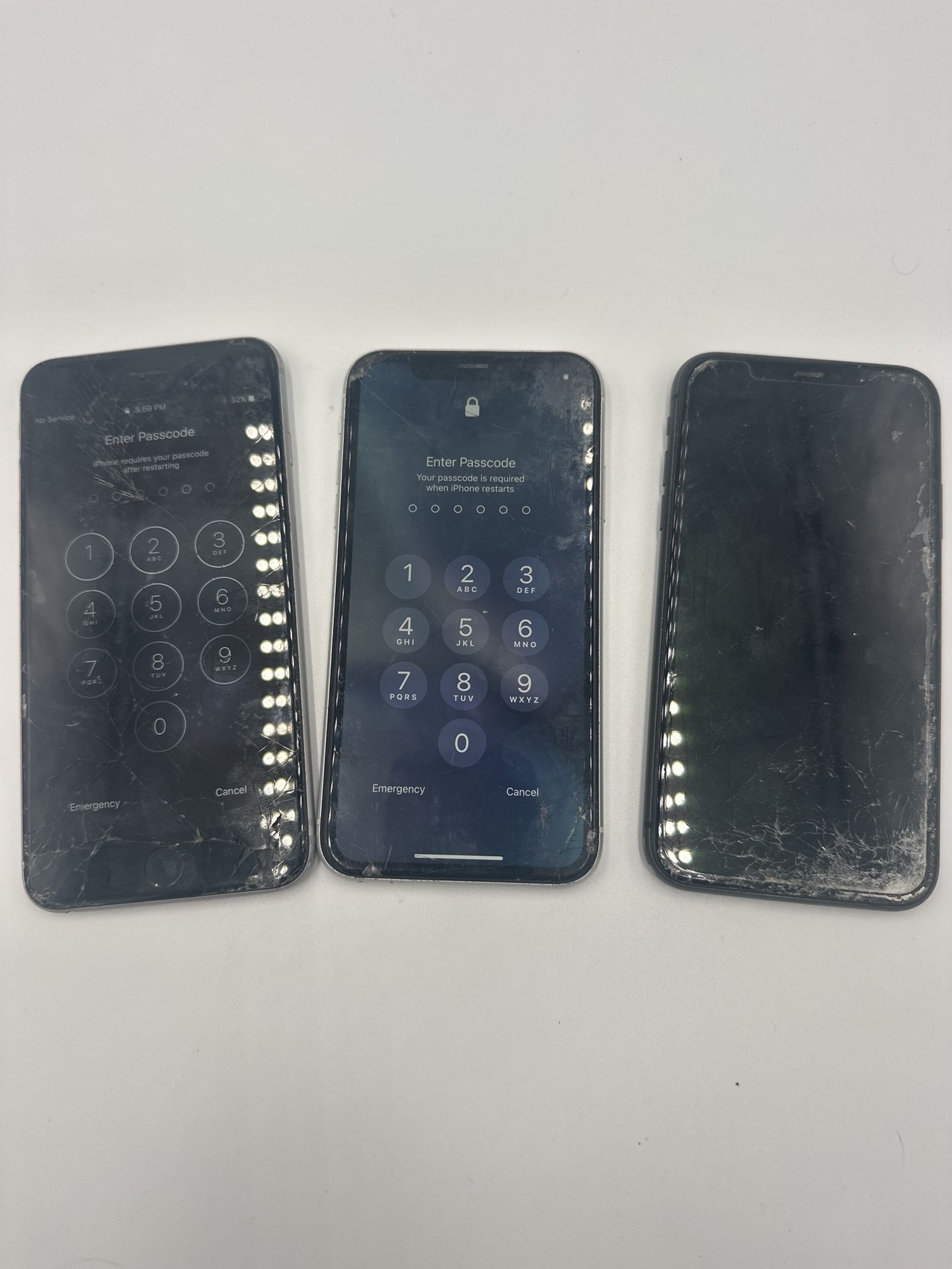 Lot of 3 iPhones – 6s / XR / 11 - For Parts – Cracked Screens