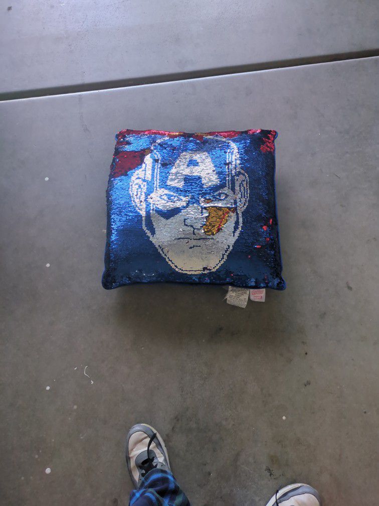 Captain America And Iron Man Sequin Pillow