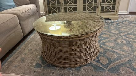 Wicker Glass Coffee Table