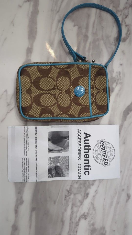 Coach Wristlet Brown & Blue COA