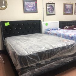 New Queen Size Bed Frame With Mattress and Boxspring Included 