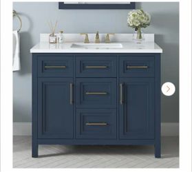 Tobana 42 in. Single Sink Freestanding Weathered Tan Bath Vanity with White Engineered Marble Top (A