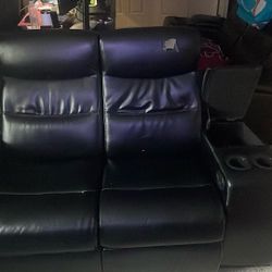 Double Recliner Sofa with Storage & Cup Holders – Great Condition!