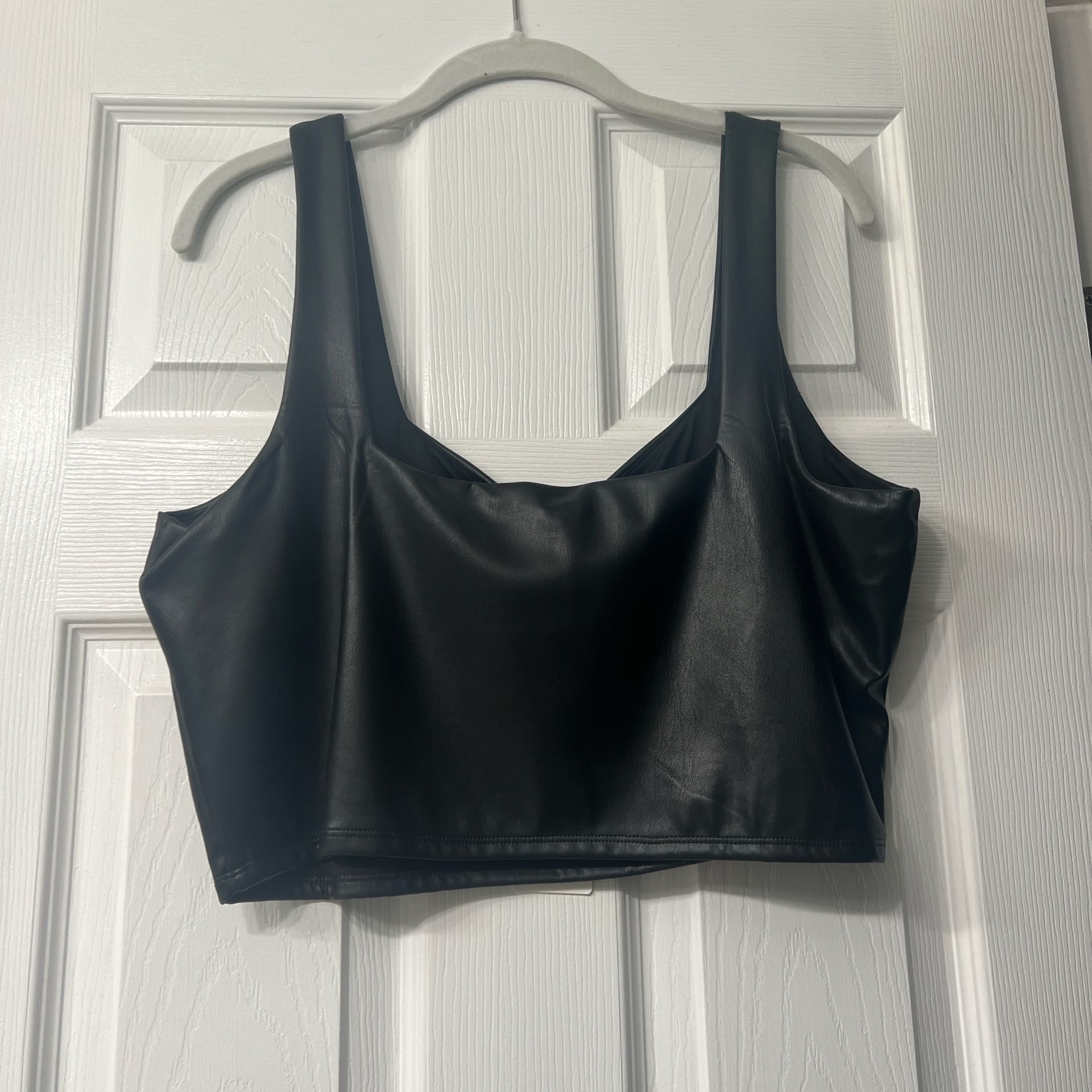 Crop Faux Leather Top