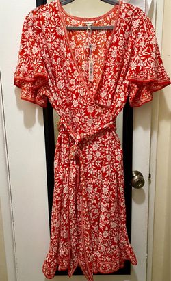 Max Studio orange Floral Wrap Dress