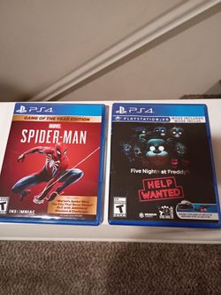 2 PS4 Games Spiderman and FNAF